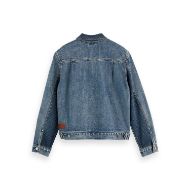 Picture of SCOTCH&SODA MEN'S DENIM TRUCKER JACKET WITH CONTRAST CHECK PANELLING IN BLUE 2