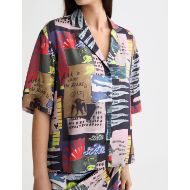 Снимка на SCOTCH&SODA WOMEN'S PRINTED SHORT SLEEVE FLUID SHIRT IN ART DEPT COLLAGE MULTICOLOUR 6