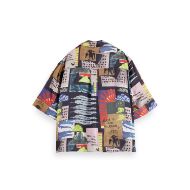 Снимка на SCOTCH&SODA WOMEN'S PRINTED SHORT SLEEVE FLUID SHIRT IN ART DEPT COLLAGE MULTICOLOUR 2