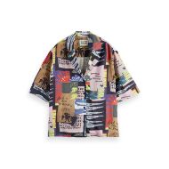 Снимка на SCOTCH&SODA WOMEN'S PRINTED SHORT SLEEVE FLUID SHIRT IN ART DEPT COLLAGE MULTICOLOUR 1