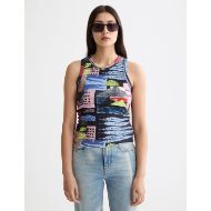 Снимка на SCOTCH&SODA WOMEN'S ALL OVER PRINTED RIB RACER TANK IN ART DEPT COLLAGE MULTICOLOUR 4