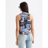 Снимка на SCOTCH&SODA WOMEN'S ALL OVER PRINTED RIB RACER TANK IN ART DEPT COLLAGE MULTICOLOUR 5