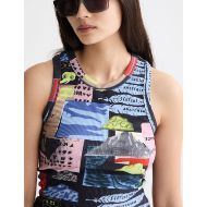 Снимка на SCOTCH&SODA WOMEN'S ALL OVER PRINTED RIB RACER TANK IN ART DEPT COLLAGE MULTICOLOUR 6
