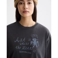 Снимка на SCOTCH&SODA WOMEN'S WASHED LOOSE FIT T-SHIRT WITH FRONT ARTWORK IN CHARCOAL ART 6