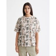 Снимка на SCOTCH&SODA WOMEN'S ALL OVER PRINTED LOOSE FIT T-SHIRT IN ART DEPT COLLAGE GREY SCALE 4