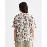 Снимка на SCOTCH&SODA WOMEN'S ALL OVER PRINTED LOOSE FIT T-SHIRT IN ART DEPT COLLAGE GREY SCALE 5