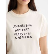 Снимка на SCOTCH&SODA WOMEN'S REGULAR FIT T-SHIRT WITH CHEST ARTWORK IN EGGNOG 6