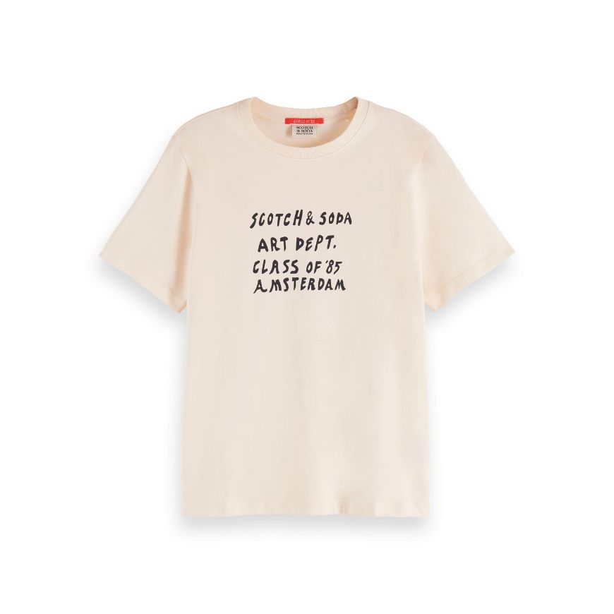 Снимка на SCOTCH&SODA WOMEN'S REGULAR FIT T-SHIRT WITH CHEST ARTWORK IN EGGNOG