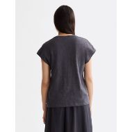 Снимка на SCOTCH&SODA WOMEN'S EMBROIDERED V-NECK T-SHIRT IN CHARCOAL ART 5