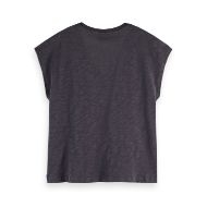 Снимка на SCOTCH&SODA WOMEN'S EMBROIDERED V-NECK T-SHIRT IN CHARCOAL ART 2