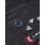 Снимка на SCOTCH&SODA WOMEN'S EMBROIDERED V-NECK T-SHIRT IN CHARCOAL ART 3