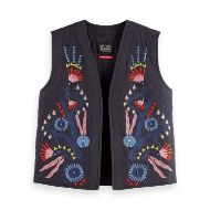 Снимка на SCOTCH&SODA WOMEN'S EMBROIDERED GILET IN CHARCOAL ART 1