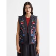 Снимка на SCOTCH&SODA WOMEN'S EMBROIDERED GILET IN CHARCOAL ART 4