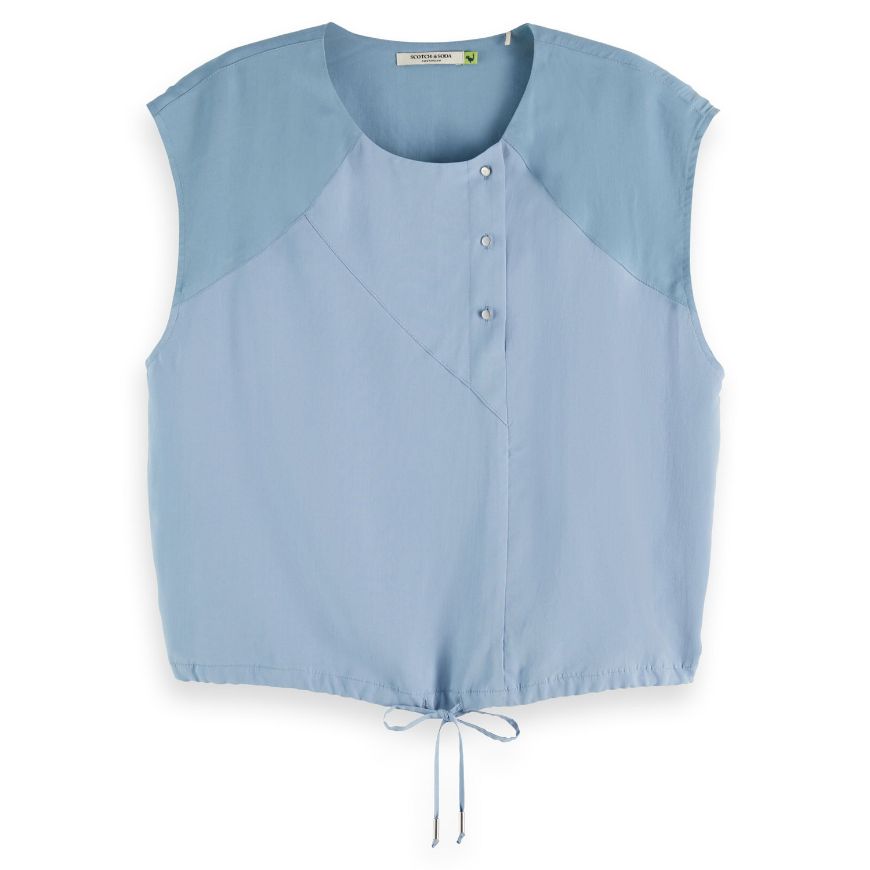 Picture of SCOTCH&SODA WOMEN'S DRAWSTRING WAISTED TANK IN FADED DENIM