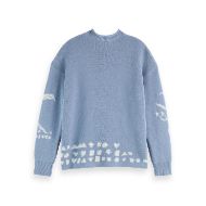 Picture of SCOTCH&SODA WOMEN'S JACQUARD PULLOVER IN FADED DENIM 2