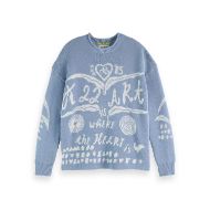Picture of SCOTCH&SODA WOMEN'S JACQUARD PULLOVER IN FADED DENIM 1