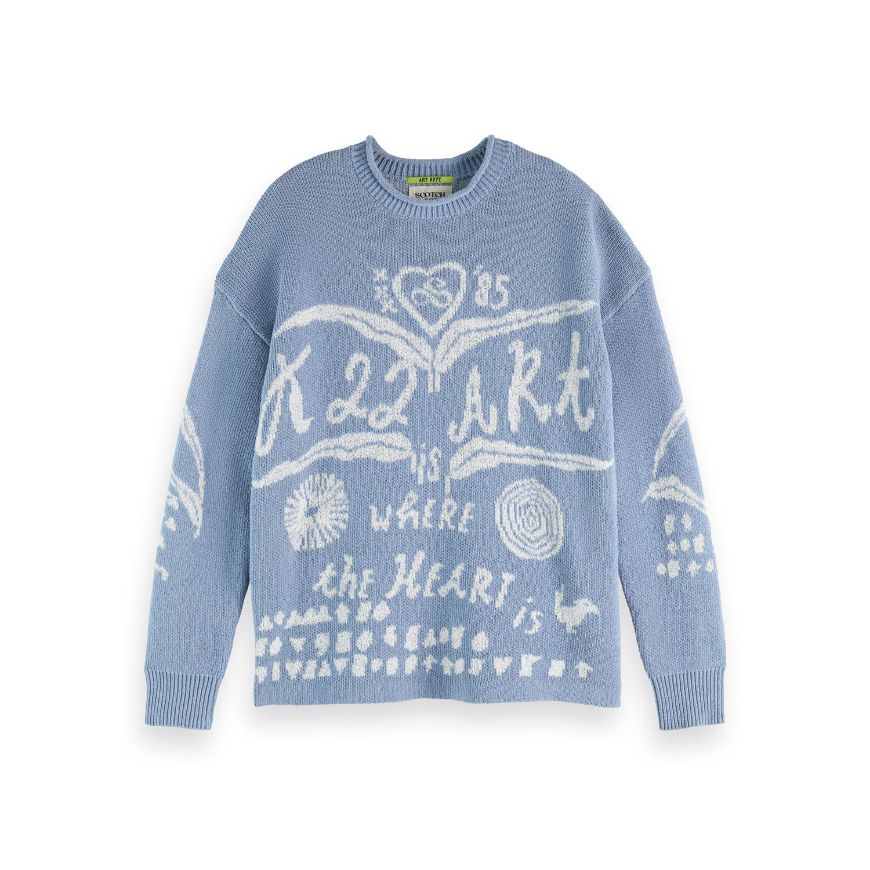 Picture of SCOTCH&SODA WOMEN'S JACQUARD PULLOVER IN FADED DENIM