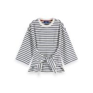 Снимка на SCOTCH&SODA WOMEN'S WASHED STRIPED BRETON TEE WITH SHAPING DETAILS IN BLUE WHITE STRIPES 1