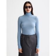 Снимка на SCOTCH&SODA WOMEN'S ROLL UP NECK LONG SLEEVE T-SHIRT IN FADED DENIM 4