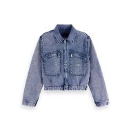 Снимка на SCOTCH&SODA WOMEN'S MOUNTAIN DYED DENIM CANVAS WORKWEAR JACKET IN NAVY 1