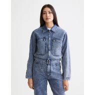 Снимка на SCOTCH&SODA WOMEN'S MOUNTAIN DYED DENIM CANVAS WORKWEAR JACKET IN NAVY 4