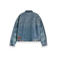Снимка на SCOTCH&SODA WOMEN'S CUSTOMISED DENIM JACKET IN MIXED FABRIC - OUTDOOR BLUE 2