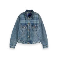 Снимка на SCOTCH&SODA WOMEN'S CUSTOMISED DENIM JACKET IN MIXED FABRIC - OUTDOOR BLUE 1