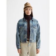 Снимка на SCOTCH&SODA WOMEN'S CUSTOMISED DENIM JACKET IN MIXED FABRIC - OUTDOOR BLUE 4