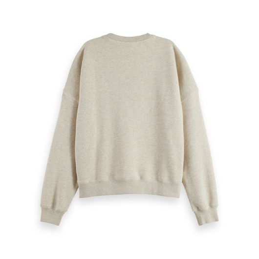 Показвай детайлите за SCOTCH&SODA WOMEN'S WASHED OVERSIZED FIT SWEATSHIRT WITH GRAPHIC IN ECRU MELANGE 2 - FanPoint Снимка на SCOTCH&SODA WOMEN'S WASHED OVERSIZED FIT SWEATSHIRT WITH GRAPHIC IN ECRU MELANGE 2