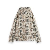 Снимка на SCOTCH&SODA WOMEN'S ALL OVER PRINTED OVERSIZED FIT HOODIE IN ART DEPT COLLAGE GREY SCALE 2