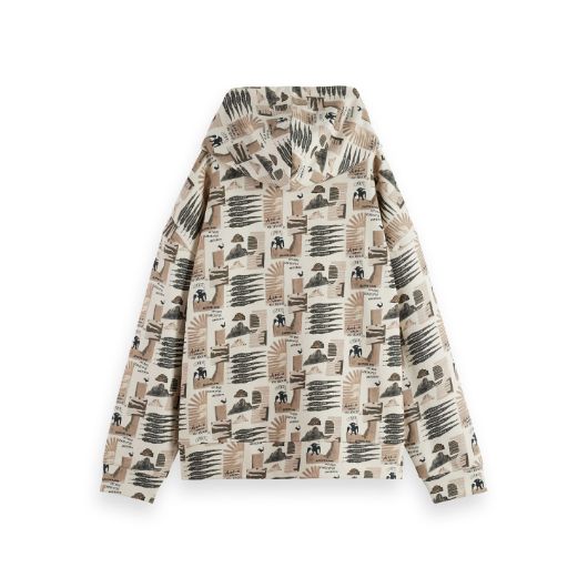 Показвай детайлите за SCOTCH&SODA WOMEN'S ALL OVER PRINTED OVERSIZED FIT HOODIE IN ART DEPT COLLAGE GREY SCALE 2 - FanPoint Снимка на SCOTCH&SODA WOMEN'S ALL OVER PRINTED OVERSIZED FIT HOODIE IN ART DEPT COLLAGE GREY SCALE 2