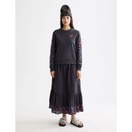 Picture of SCOTCH&SODA WOMEN'S EMBROIDERED REGULAR FIT SWEATSHIRT IN CHARCOAL ART 7