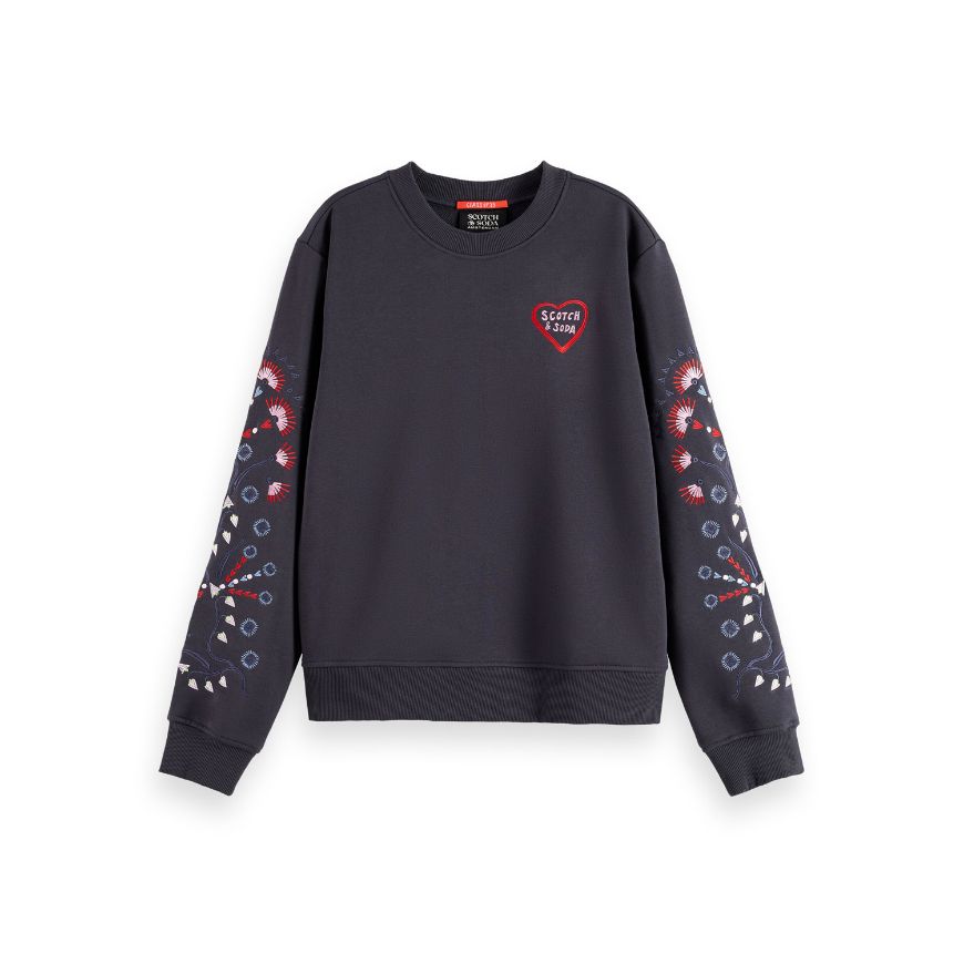 Picture of SCOTCH&SODA WOMEN'S EMBROIDERED REGULAR FIT SWEATSHIRT IN CHARCOAL ART