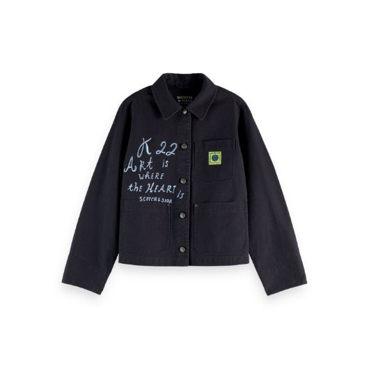 Показвай детайлите за SCOTCH&SODA WOMEN'S WASHED WORKWEAR JACKET IN CHARCOAL ART 1 - FanPoint Снимка на SCOTCH&SODA WOMEN'S WASHED WORKWEAR JACKET IN CHARCOAL ART 1