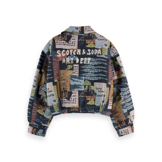 Показвай детайлите за SCOTCH&SODA WOMEN'S COLLAGE JACQUARD JACKET IN ART DEPT COLLAGE MULTICOLOUR 2 - FanPoint Снимка на SCOTCH&SODA WOMEN'S COLLAGE JACQUARD JACKET IN ART DEPT COLLAGE MULTICOLOUR 2