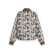 Снимка на SCOTCH&SODA WOMEN'S REVERSIBLE PRINTED AND QUILTED BOMBER IN ART DEPT COLLAGE GREY SCALE 2