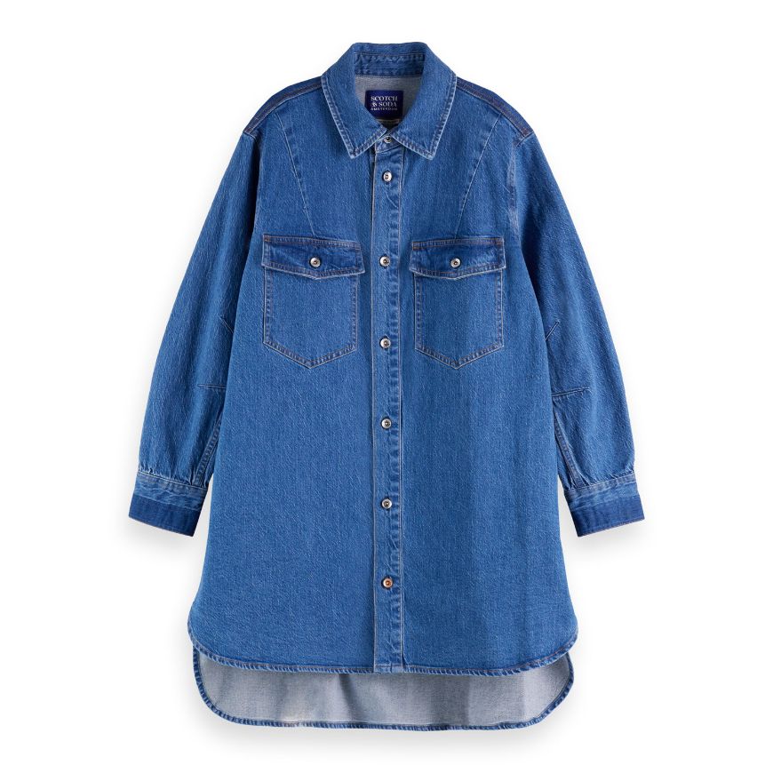 Снимка на SCOTCH&SODA WOMEN'S WASHED DENIM MINI SHIRTDRESS - ART FROM THE HEART