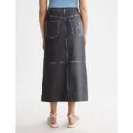 Снимка на SCOTCH&SODA WOMEN'S WORKWEAR MIDI SKIRT WITH FRONT SLIT IN CHARCOAL ART 5