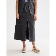 Снимка на SCOTCH&SODA WOMEN'S WORKWEAR MIDI SKIRT WITH FRONT SLIT IN CHARCOAL ART 4