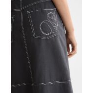 Снимка на SCOTCH&SODA WOMEN'S WORKWEAR MIDI SKIRT WITH FRONT SLIT IN CHARCOAL ART 6