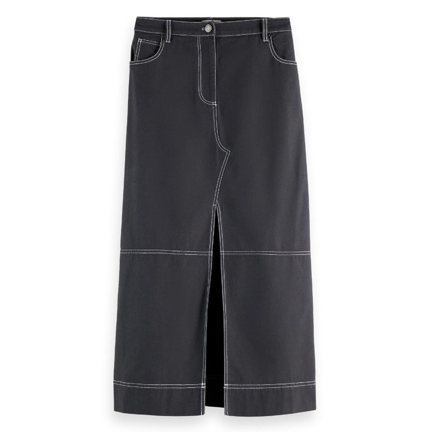 Снимка на SCOTCH&SODA WOMEN'S WORKWEAR MIDI SKIRT WITH FRONT SLIT IN CHARCOAL ART