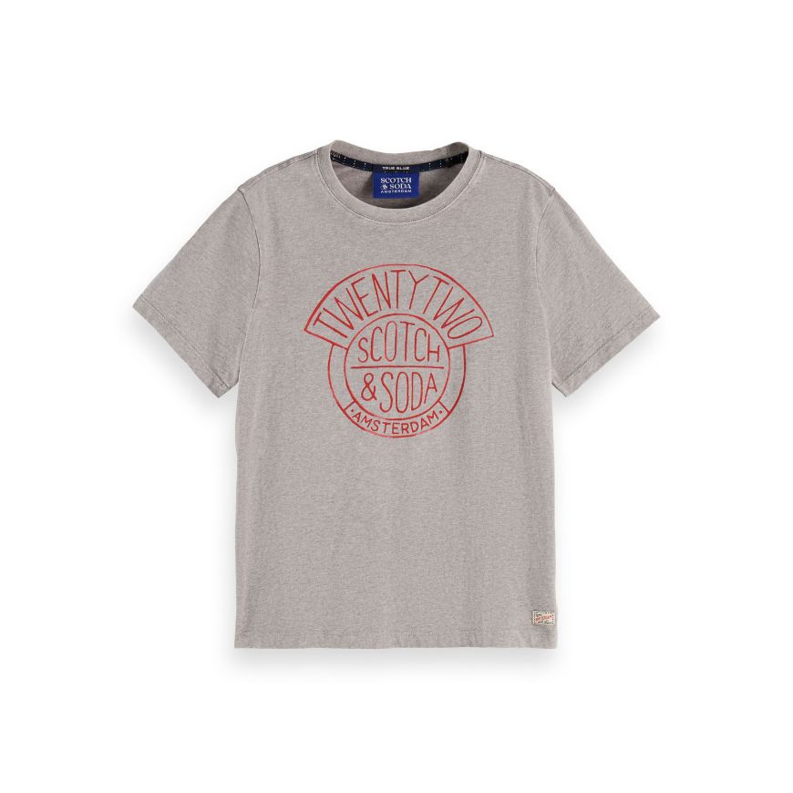 Снимка на SCOTCH&SODA WOMEN'S WASHED REGULAR FIT T-SHIRT WITH GRAPHIC IN GREY MELANGE