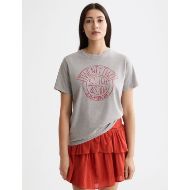 Снимка на SCOTCH&SODA WOMEN'S WASHED REGULAR FIT T-SHIRT WITH GRAPHIC IN GREY MELANGE 4