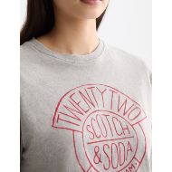 Снимка на SCOTCH&SODA WOMEN'S WASHED REGULAR FIT T-SHIRT WITH GRAPHIC IN GREY MELANGE 6