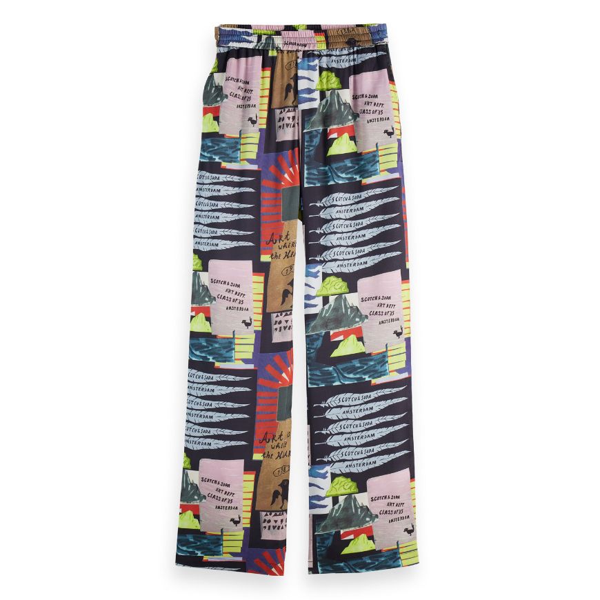 Снимка на SCOTCH&SODA WOMEN'S GIA - MID RISE WIDE LEG ELASTICATED TROUSERS IN ART DEPT COLLAGE MULTICOLOUR
