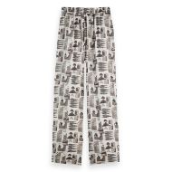 Снимка на SCOTCH&SODA WOMEN'S GIA - MID RISE WIDE LEG ELASTICATED TROUSERS IN ART DEPT COLLAGE GREY SCALE 1
