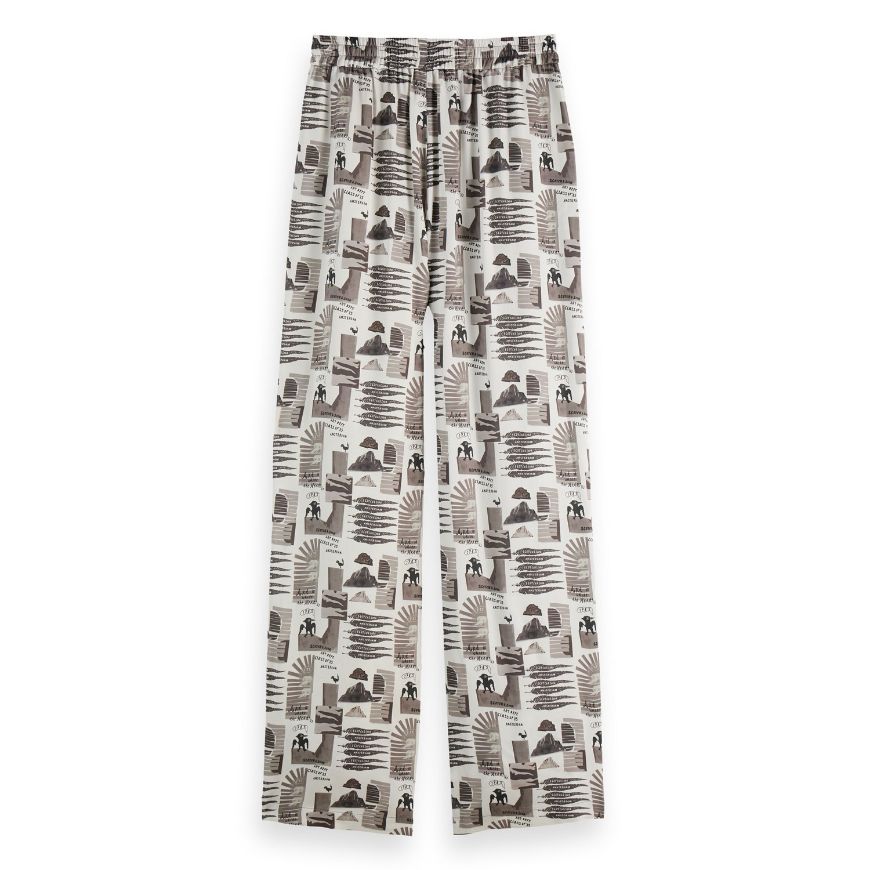 Снимка на SCOTCH&SODA WOMEN'S GIA - MID RISE WIDE LEG ELASTICATED TROUSERS IN ART DEPT COLLAGE GREY SCALE