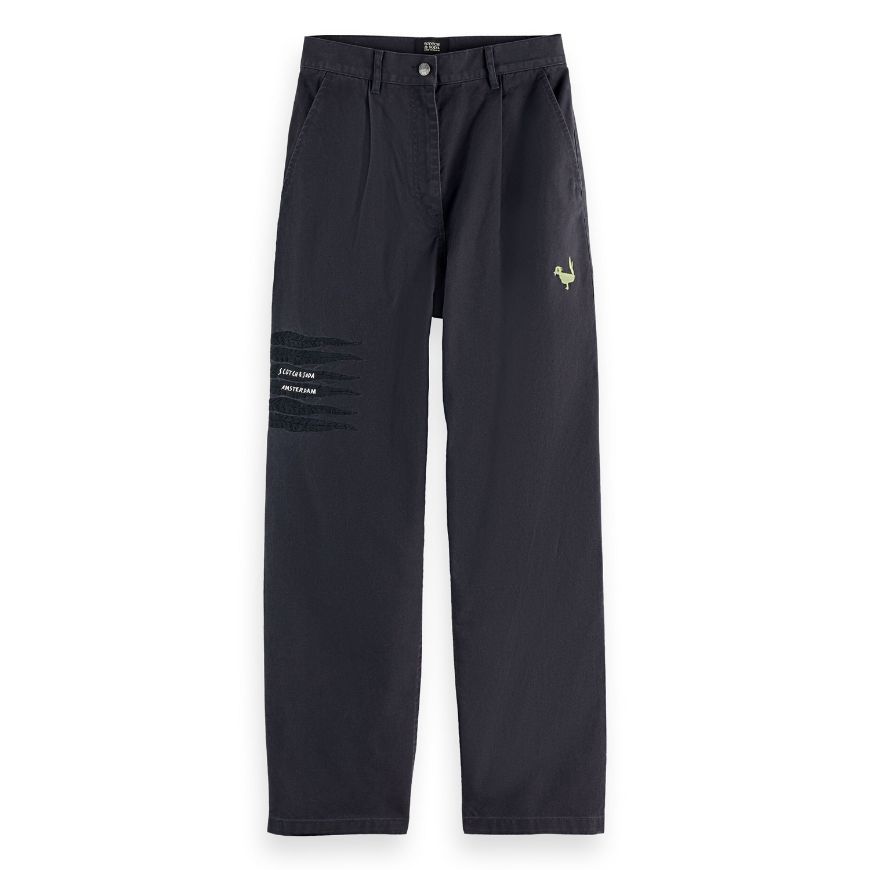 Снимка на SCOTCH&SODA WOMEN'S RAINE - HIGH RISE WIDE LEG WASHED PANTS IN CHARCOAL ART