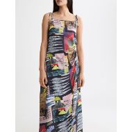 Снимка на SCOTCH&SODA WOMEN'S MIDI SLIP DRESS WITH TIED STRAPS AND DRAPED WAIST IN ART DEPT COLLAGE MULTICOLOU 6