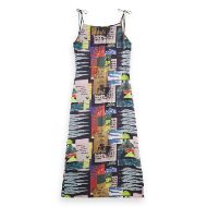 Снимка на SCOTCH&SODA WOMEN'S MIDI SLIP DRESS WITH TIED STRAPS AND DRAPED WAIST IN ART DEPT COLLAGE MULTICOLOU 2